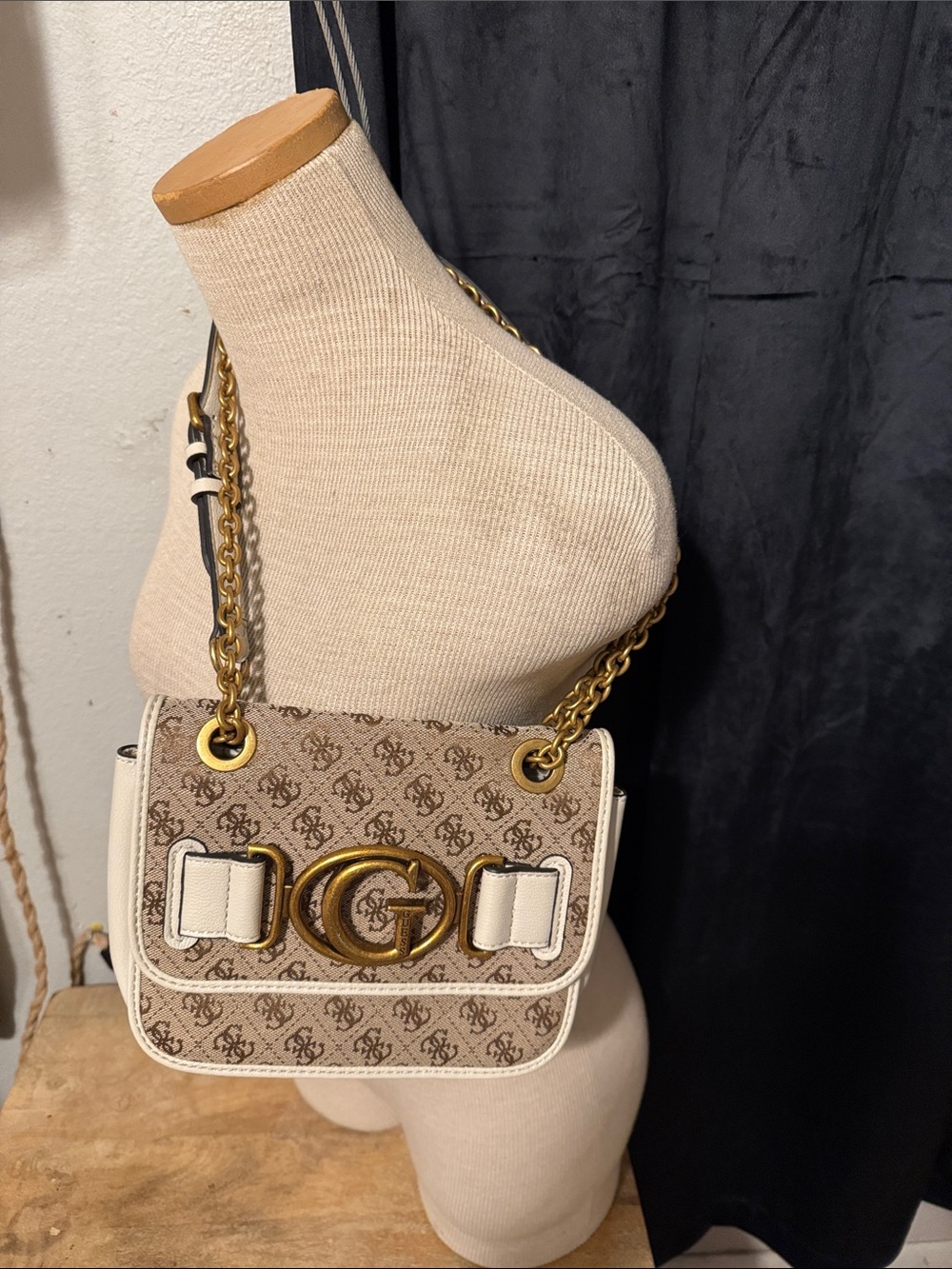 Guess Aileen 4G Logo Crossbody Bag, Brown & Ivory
